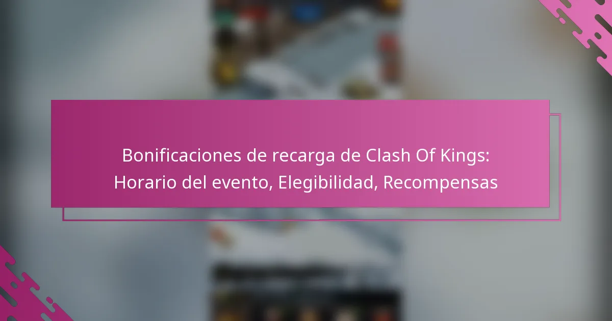 Bonificaciones de recarga de Clash Of Kings: Horario del evento, Elegibilidad, Recompensas