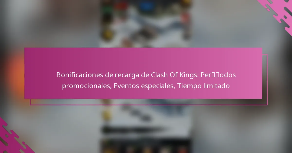 Bonificaciones de recarga de Clash Of Kings: Períodos promocionales, Eventos especiales, Tiempo limitado