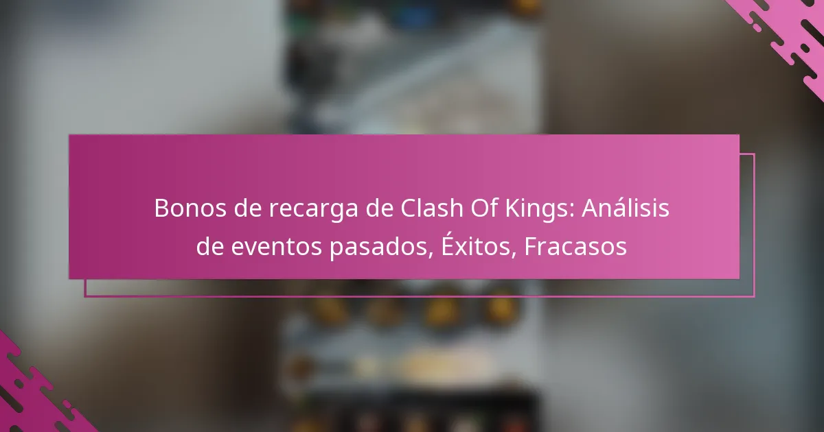 Bonos de recarga de Clash Of Kings: Análisis de eventos pasados, Éxitos, Fracasos