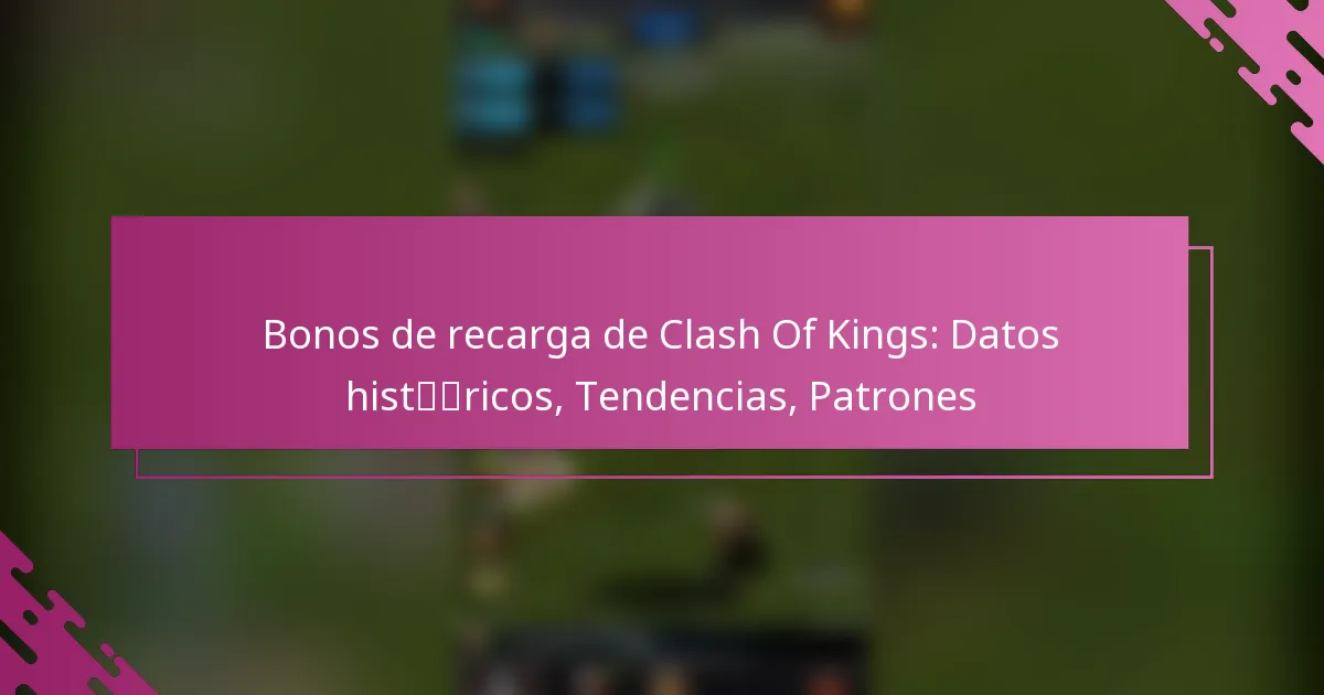 Bonos de recarga de Clash Of Kings: Datos históricos, Tendencias, Patrones