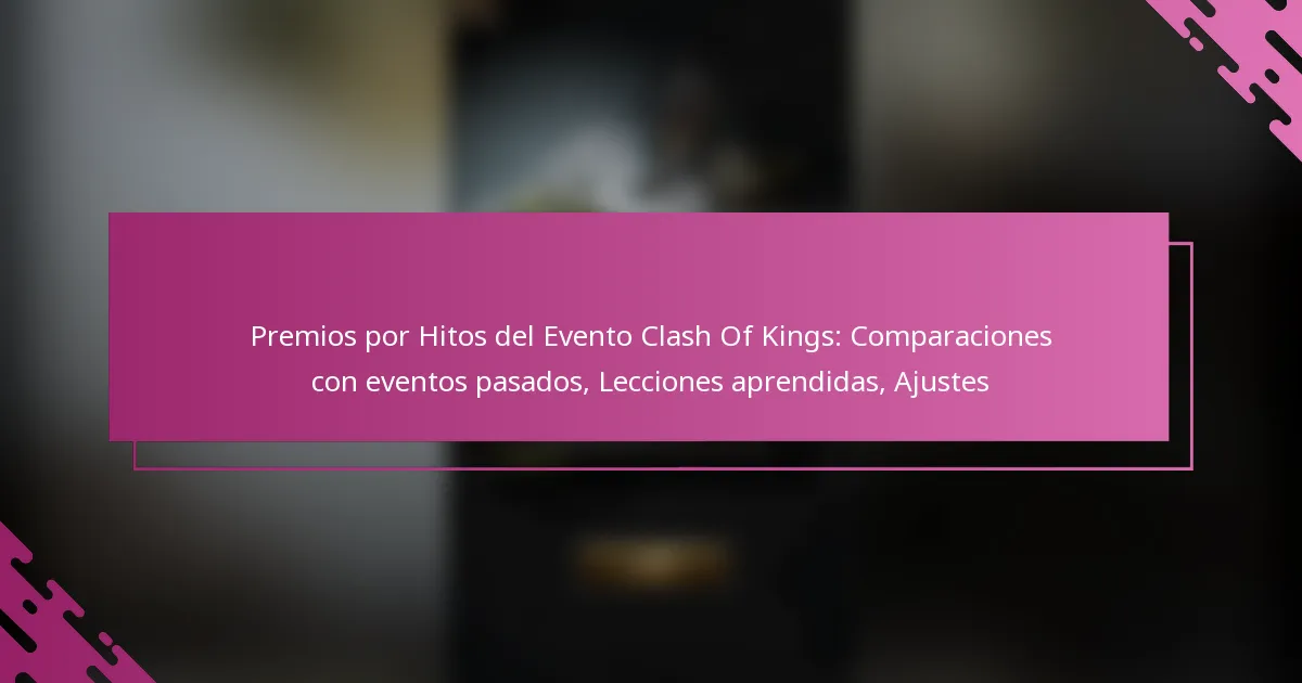 Premios por Hitos del Evento Clash Of Kings: Comparaciones con eventos pasados, Lecciones aprendidas, Ajustes